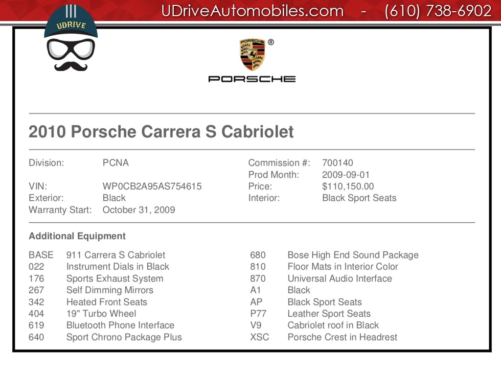 2010 Porsche 911 997.2 S Cabriolet 6Sp 7k Miles Chrono  Sport Exhaust Bluetooth Turbo Wheels - Photo 2 - West Chester, PA 19382