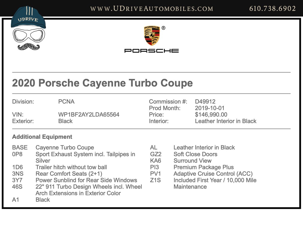 2020 Porsche Cayenne Turbo Coupe 2+1 Rear Comf Seats Prem Plus  22in Turbo Design Whls Sport Exhst Adap Cruise Surround View - Photo 2 - West Chester, PA 19382