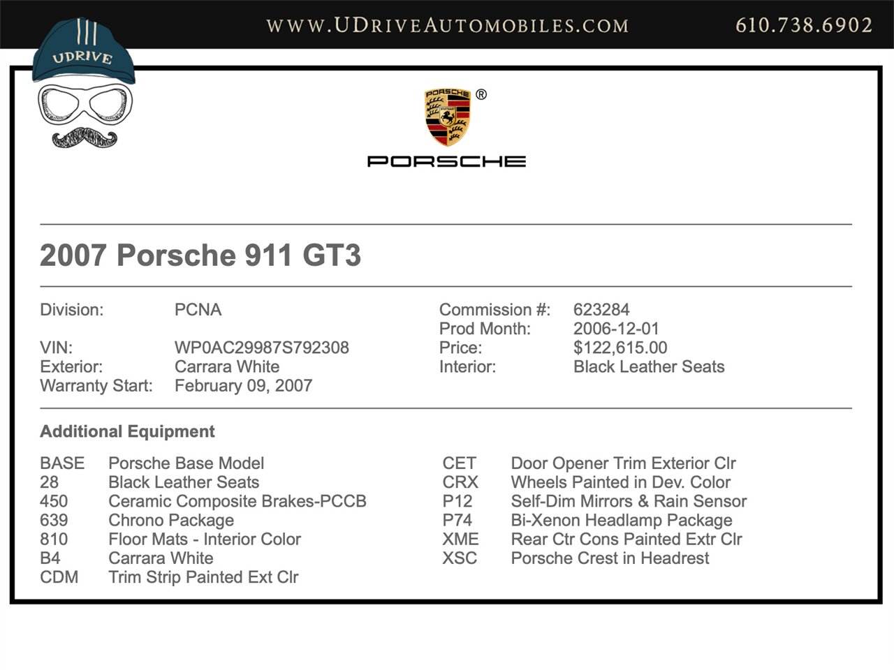 2007 Porsche 911 GT3 997 Carrara White PCCBs 19k mIles   - Photo 1 - West Chester, PA 19382