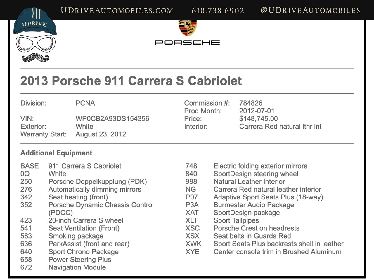 2013 Porsche 911 Carrera S  Cabriolet Incredible Spec CPO WRNTY Sport Design Pkg PDCC Burmester Carrera Red Lthr $149k MSRP - Photo 2 - West Chester, PA 19382