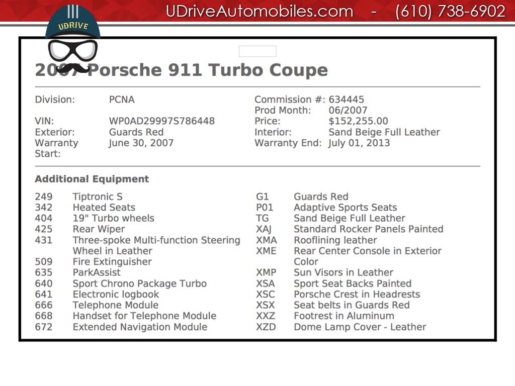 2007 Porsche 911 997 Turbo Tiptronic 1 of a KInd Chrono Sprt Sts   - Photo 2 - West Chester, PA 19382