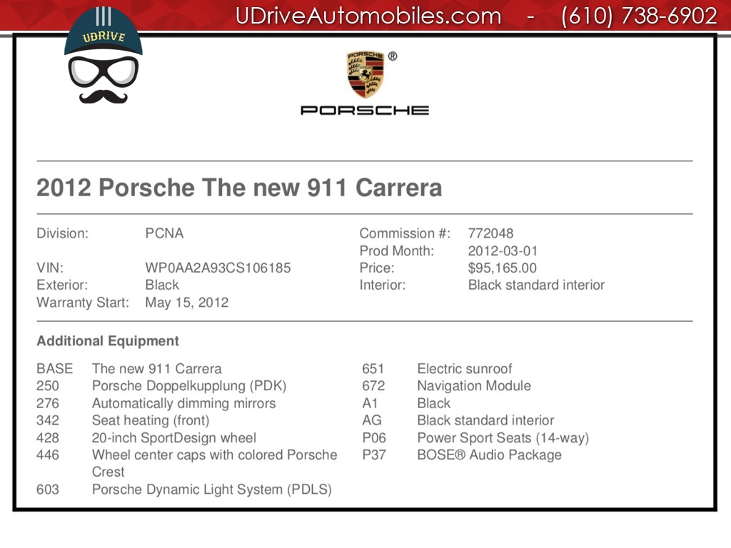 2012 Porsche 911 Carrera PDK 14 Way Seats Bose 20in Wheels   - Photo 2 - West Chester, PA 19382