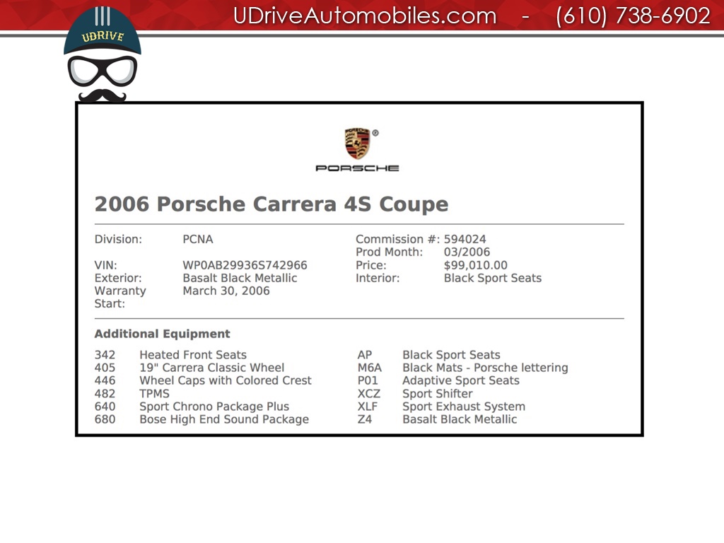 2006 Porsche 911 C4S 6Sp Chrono Adap Sprt Sts Sprt Shift Sprt Exhst  22k Miles - Photo 2 - West Chester, PA 19382