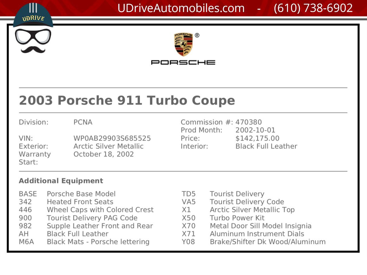 2003 Porsche 911 996 Turbo 6 Speed X50 Power Pkg 1 Owner 20k Miles  Black Full Leather Interior - Photo 2 - West Chester, PA 19382
