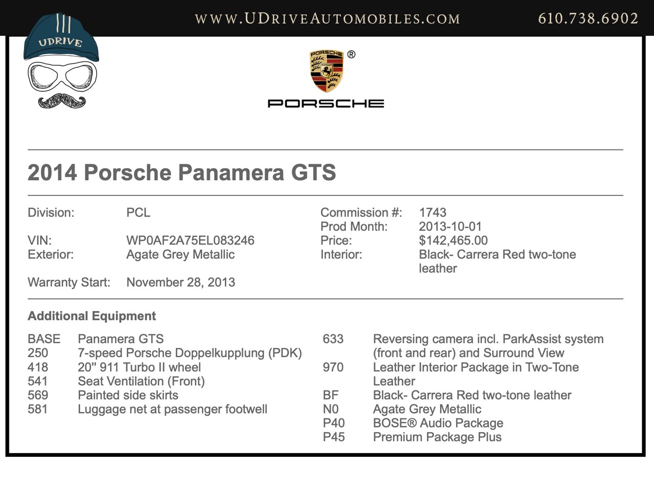 2014 Porsche Panamera GTS 2 Tone Lthtr Pkg Black/Carrera Red Interior  Vent Seats Painted Side Skirts 20in Turbo II Whls Cam Park Asst Surround View Prem Plus - Photo 2 - West Chester, PA 19382