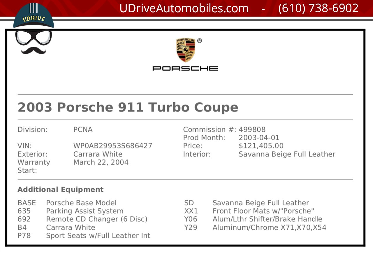 2003 Porsche 911 Turbo 996 6 Speed Carrara White Sport Seats  Detailed Service History - Photo 2 - West Chester, PA 19382