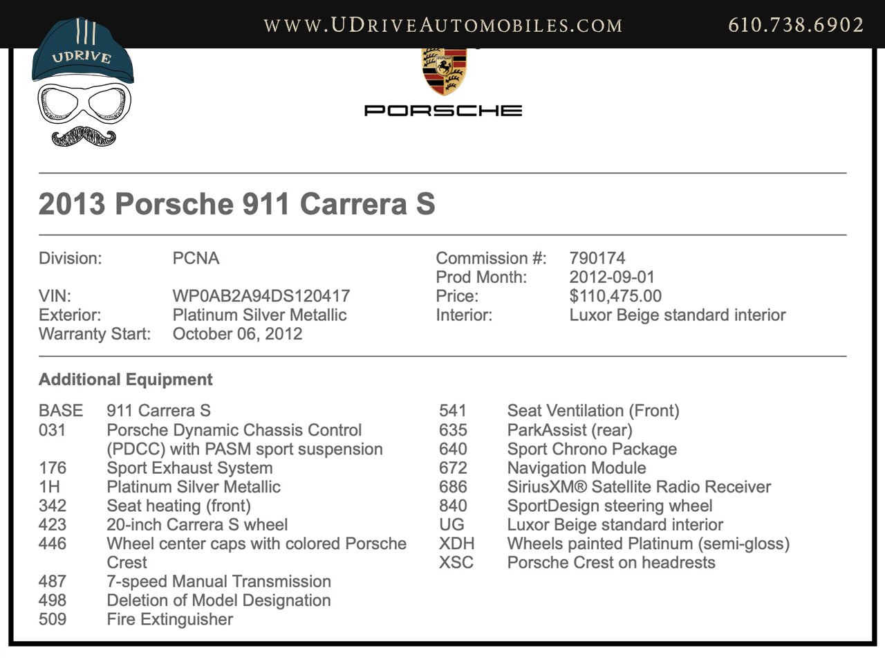 2013 Porsche 911 991S 911S 7 Speed Sunroof Delete Purist Spec  PDCC Sport Exhaust - Photo 2 - West Chester, PA 19382