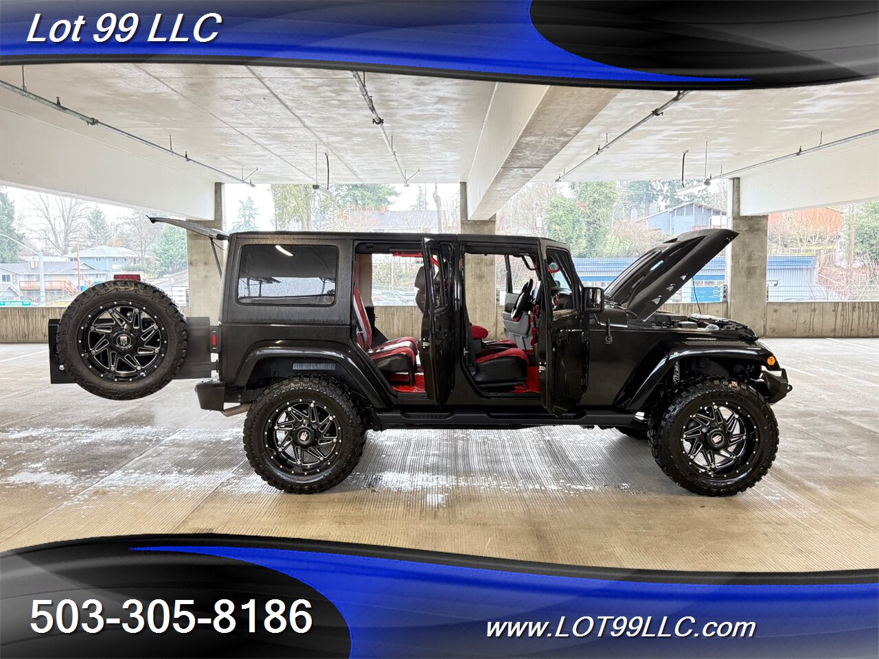 2018 Jeep Wrangler JK Unlimited Sahara ** Red Leather Interior** New 35 " Tires 20 " Wheels *CUSTOM HOOD & DASH* Lifted FOX - Photo 41 - Milwaukie, OR 97267