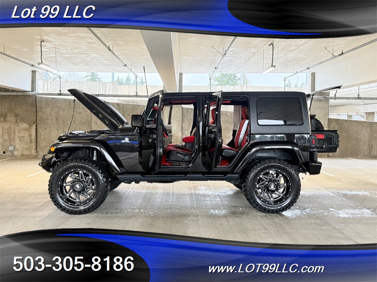 2018 Jeep Wrangler JK Unlimited Sahara ** Red Leather Interior** New 35 " Tires 20 " Wheels *CUSTOM HOOD & DASH* Lifted FOX - Photo 20 - Milwaukie, OR 97267