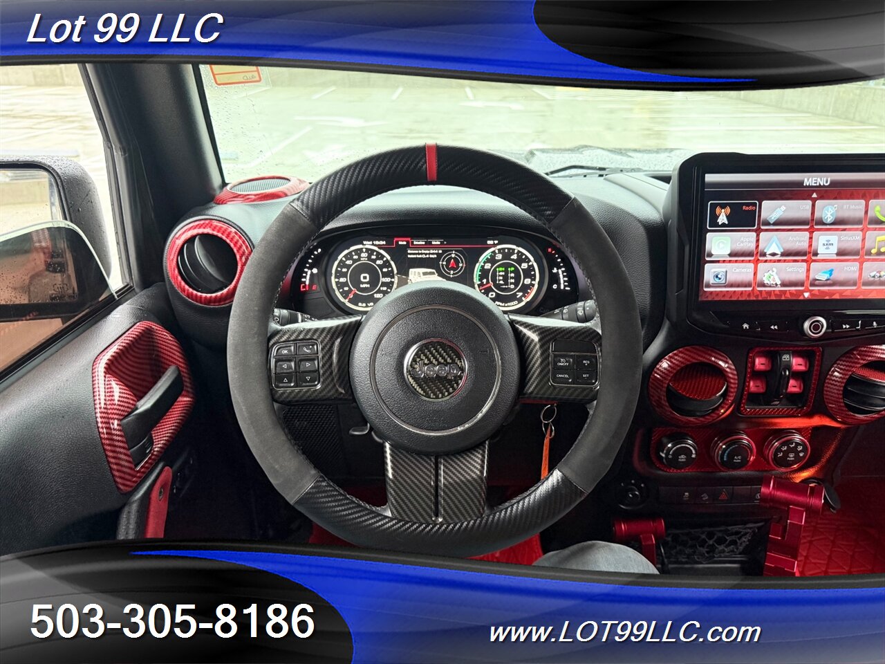 2018 Jeep Wrangler JK Unlimited Sahara ** Red Leather Interior** New 35 " Tires 20 " Wheels *CUSTOM HOOD & DASH* Lifted FOX - Photo 17 - Milwaukie, OR 97267