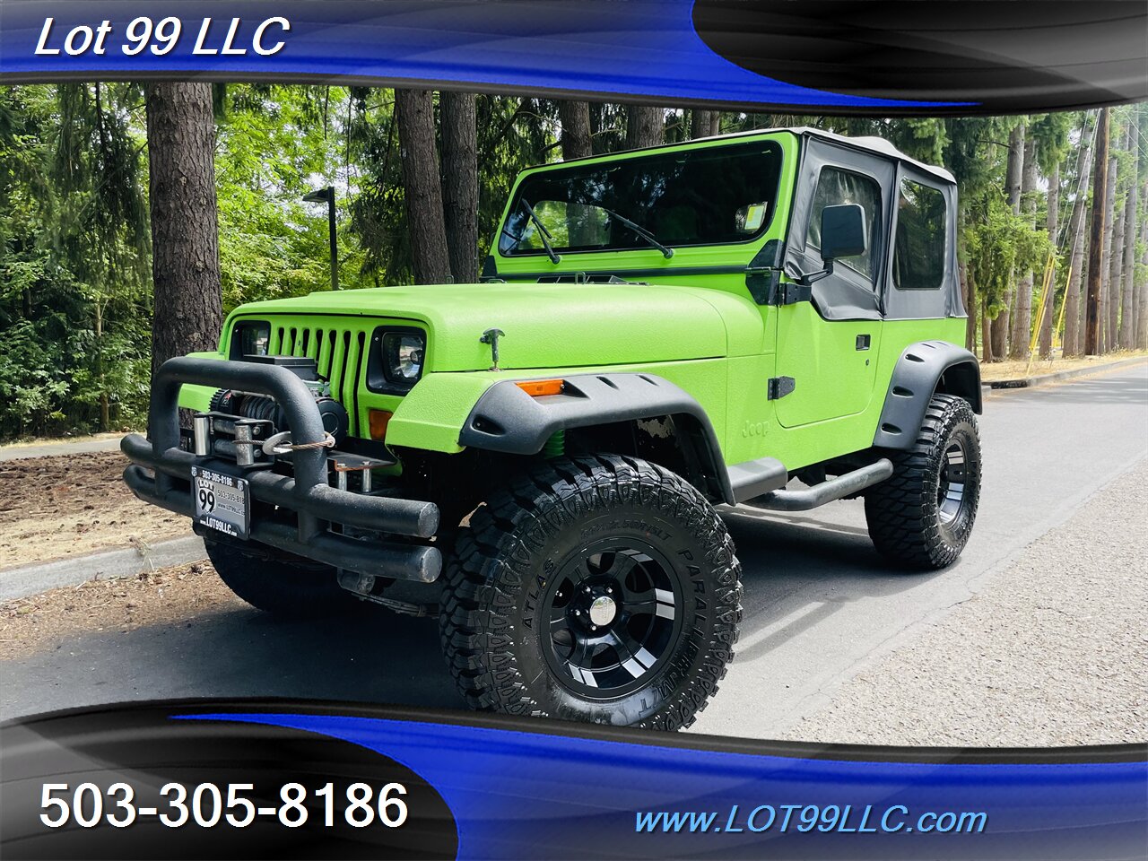 1992 Jeep Wrangler 4x4 *Lime Green Body Armour* Winch NEW TIRES Top   - Photo 2 - Milwaukie, OR 97267