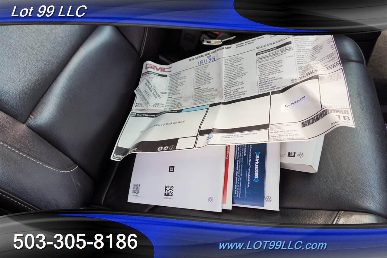 2018 GMC Sierra 3500HD SLT 4X4 6.6L DURAMAX Heated AC Leather Moon Roof  Chrome Wheels Newer Tires Short Bed 1 OWNER NO RUST Local Trade - Photo 36 - Milwaukie, OR 97267