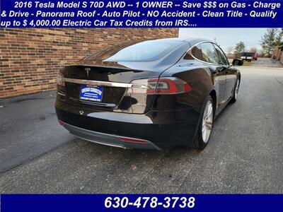 2016 Tesla Model S 70D AWD -- 1 OWNER -- Save $$$ on Gas -  Charge & Drive - Panorama Roof - Auto Pilot - NO Accident - Clean Title - Photo 2 - Wood Dale, IL 60191