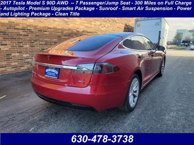 2017 Tesla Model S 90D AWD -- 7 Passenger/Jump Seat - 300 Miles  on Full Charge - Autopilot - Premium Upgrades Package - Sunroof - Smart Air Suspension - Power and Lighting Package - Clean Title - Photo 2 - Wood Dale, IL 60191