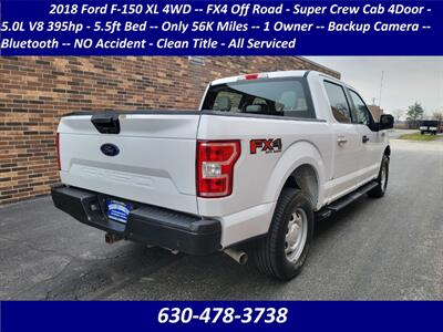 2018 Ford F-150 XL  4WD -- Super Crew Cab 4Door - Only 56K Miles  - 5.0L V8 395hp - 5.5ft Bed - 1 Owner - Backup Camera - Bluetooth - Clean Title - All Serviced... - Photo 2 - Wood Dale, IL 60191