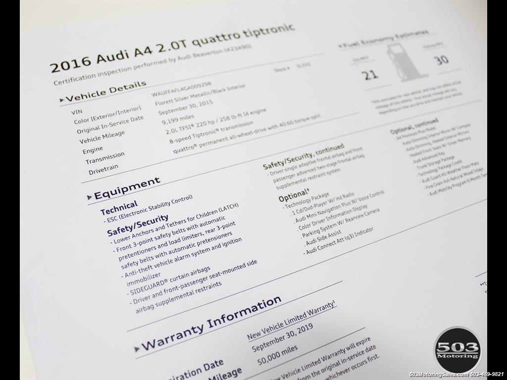 2016 Audi A4 2.0T quattro Premium Plus; Silver/Black APR Tuned!   - Photo 54 - Beaverton, OR 97005