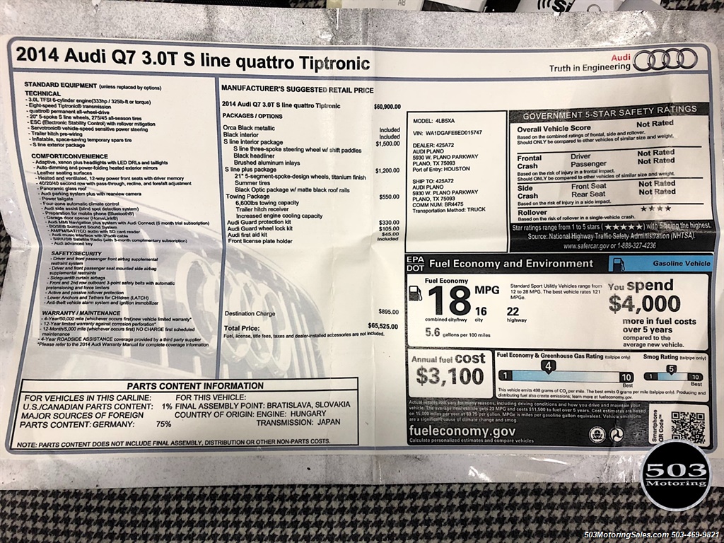 2014 Audi Q7 3.0T quattro S line Prestige   - Photo 55 - Beaverton, OR 97005