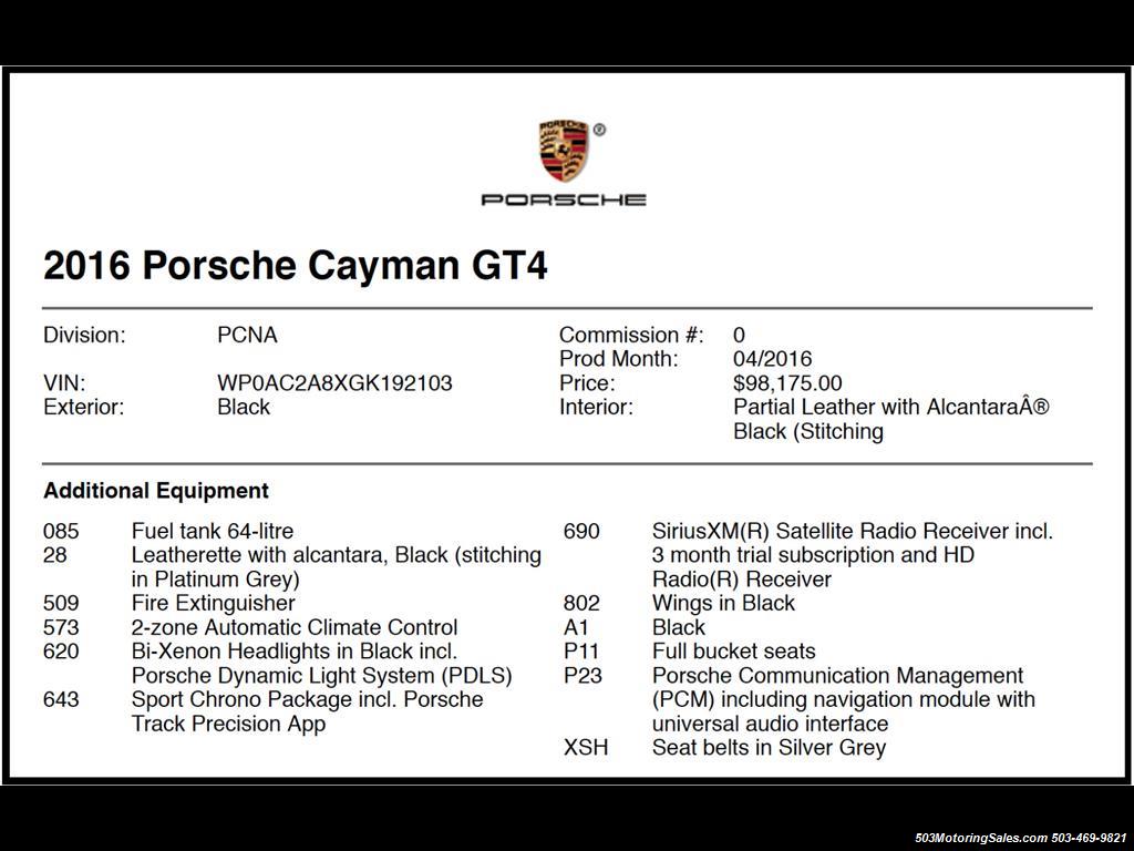 2016 Porsche Cayman GT4; Black w/ Full Buckets & Only 895 Miles!   - Photo 58 - Beaverton, OR 97005