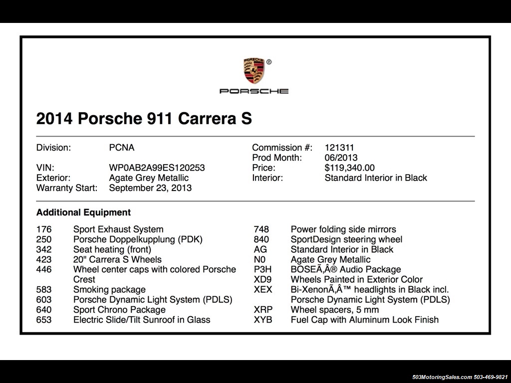 2014 Porsche 911 Carrera S; CPO WARRANTY TRANSFERABLE, Grey/Black   - Photo 45 - Beaverton, OR 97005