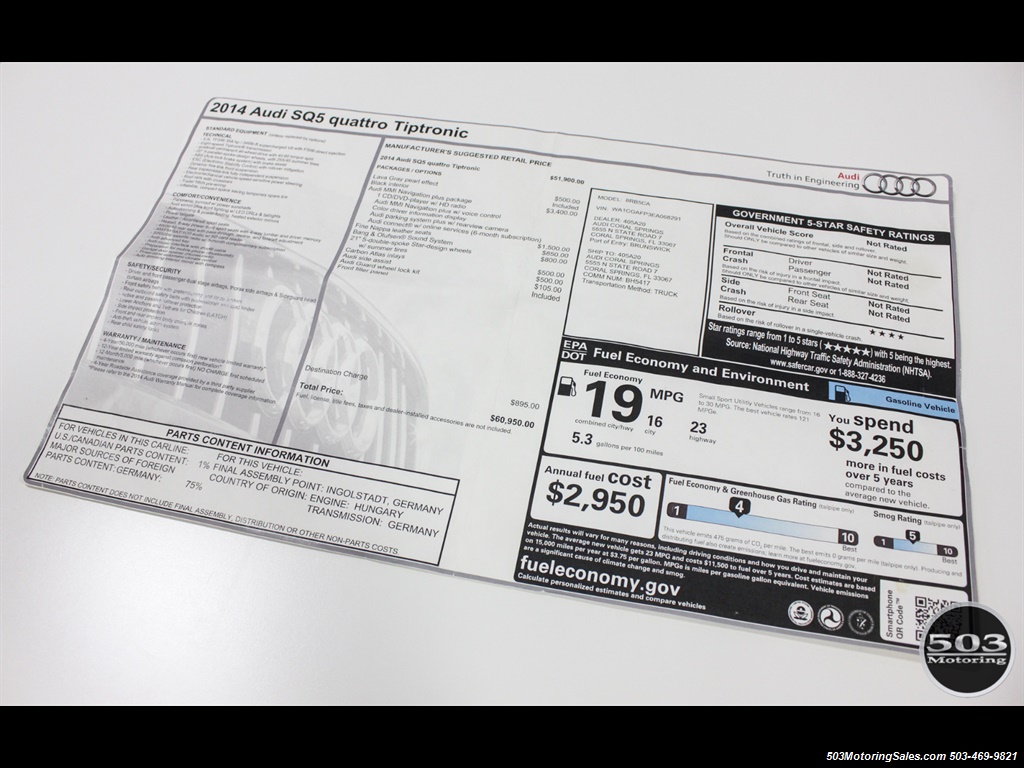 2014 Audi SQ5 3.0T quattro Premium Plus; Lava Grey One Owner!   - Photo 55 - Beaverton, OR 97005