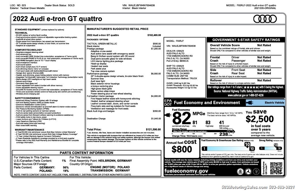 2022 Audi e-tron GT quattro Prestige   - Photo 11 - Beaverton, OR 97005