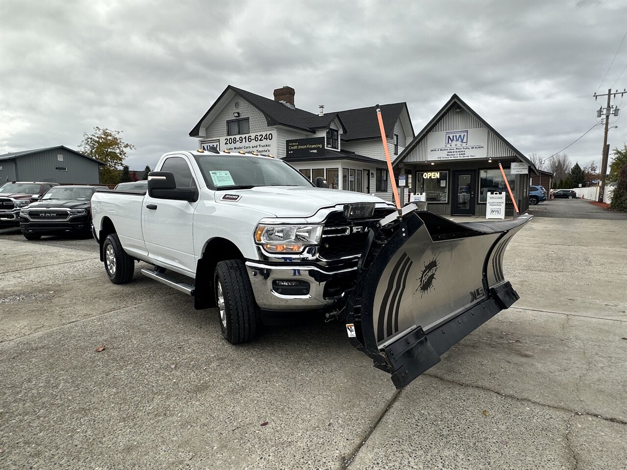 2023 RAM 3500 Tradesman.  $12k Snow Plow Set up!! Amazing Deal!!! No accidents! Ready to Tackle Anything!  • Fully extended: 11 feet  • Extended & curved in: 9.9 Feet - Photo 1 - Post Falls, ID 83854
