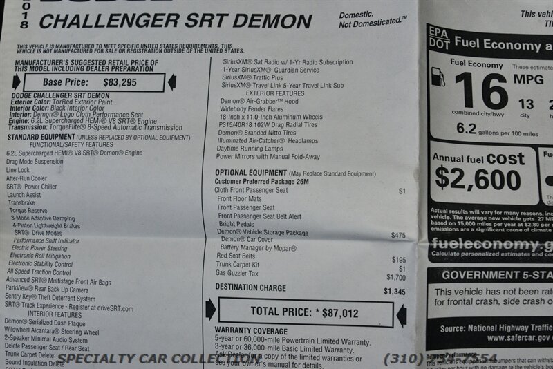 2018 Dodge Challenger SRT Demon   - Photo 3 - West Hollywood, CA 90069