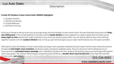 2021 RV KEYSTONE SHADOW CRUISE TRAVEL TRAILER 31' 259BHS   - Photo 22 - Woodinville, WA 98077