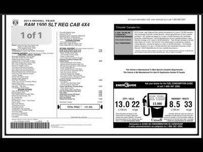 2014 RAM 1500 Reg Cab 4x4 SLT  V6  Uconnect Power Windows   - Photo 3 - Coombs, BC V0R 1M0