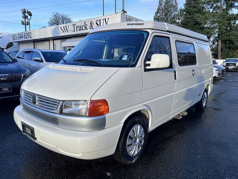 1997 Volkswagen EuroVan Campmobile 2L NA V6 single overhead cam (SOHC) 12V, Van Camper, VW Camper, Compact Camper, Cloth interior, Awning, Dinning tables, Sleeping Bed, Mini Fridge, Mobile shower - Photo 1 - Milwaukie, OR 97267