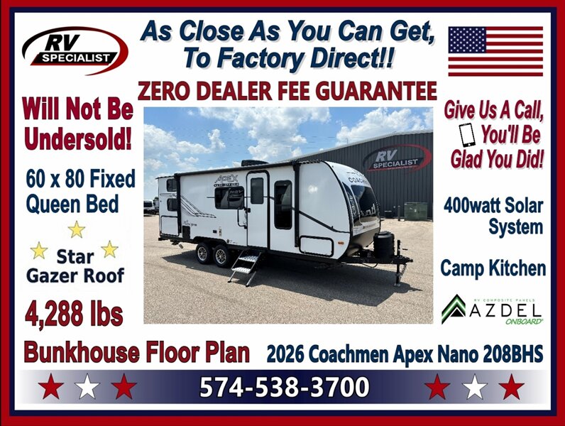 2026 Coachmen Apex Nano 208BHS   - Photo 1 - Goshen, IN 46526