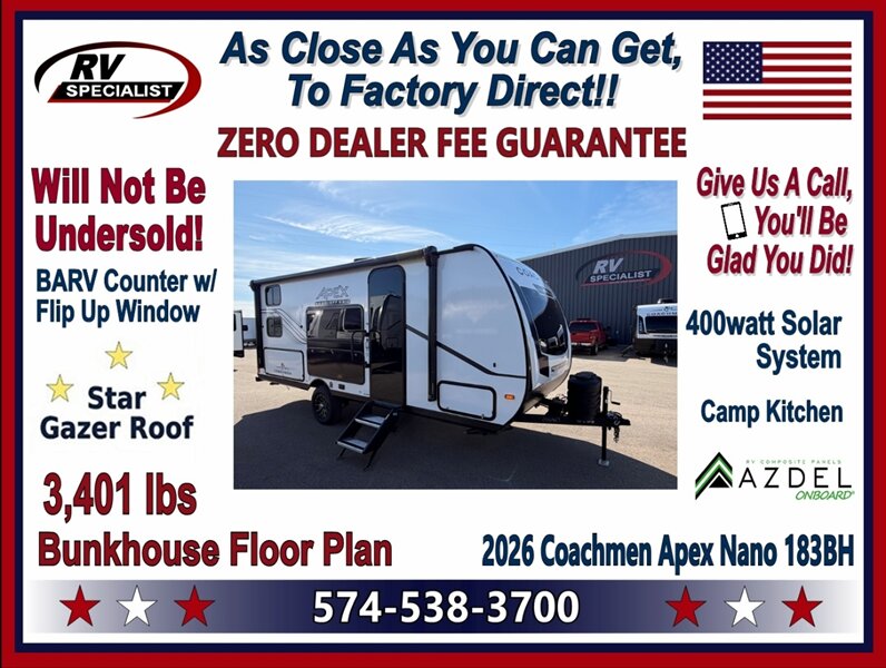 2026 Coachmen Apex Nano 183BH   - Photo 1 - Goshen, IN 46526