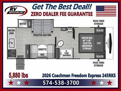 2026 Coachmen Freedom Express Ultra Lite 245RKS - Photo 2 - Goshen, IN 46526