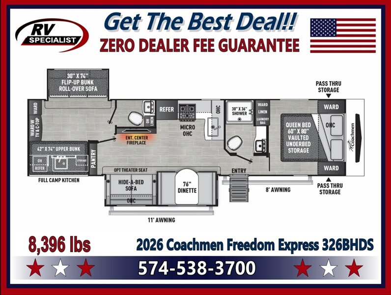 2026 Coachmen Freedom Express Ultra Lite 326BHDS - Photo 2 - Goshen, IN 46526