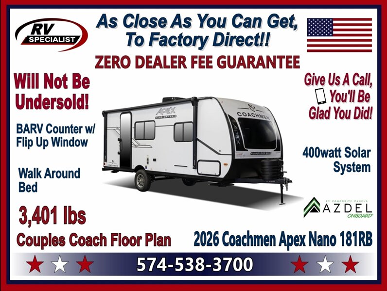 2026 Coachmen Apex Nano 181RB  