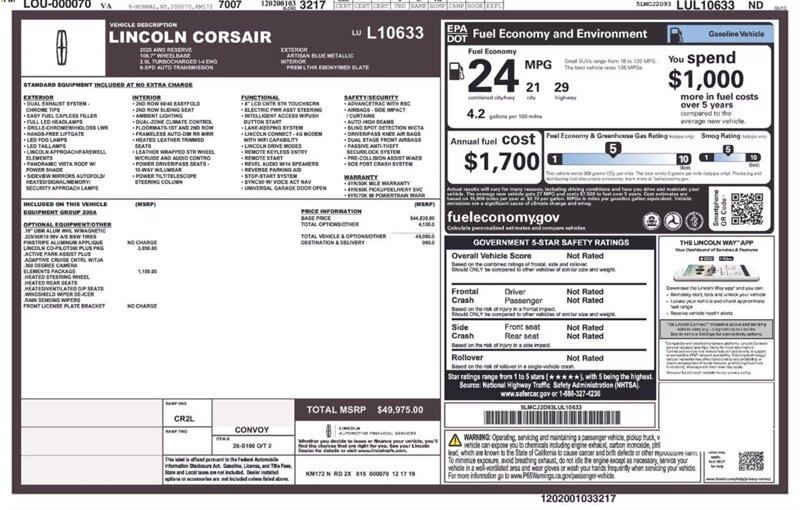 2020 Lincoln Corsair Reserve   - Photo 1 - Winston Salem, NC 27106