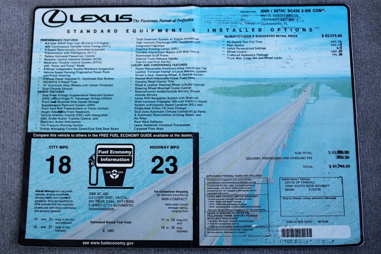 2005 Lexus SC 430   - Photo 34 - Stuart, FL 34997