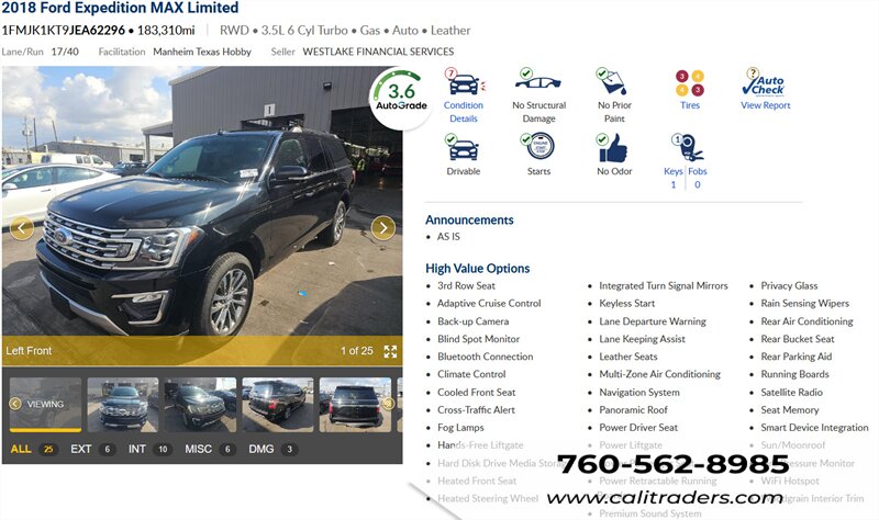 2018 Ford Expedition MAX Limited   - Photo 1 - San Diego, CA 92154