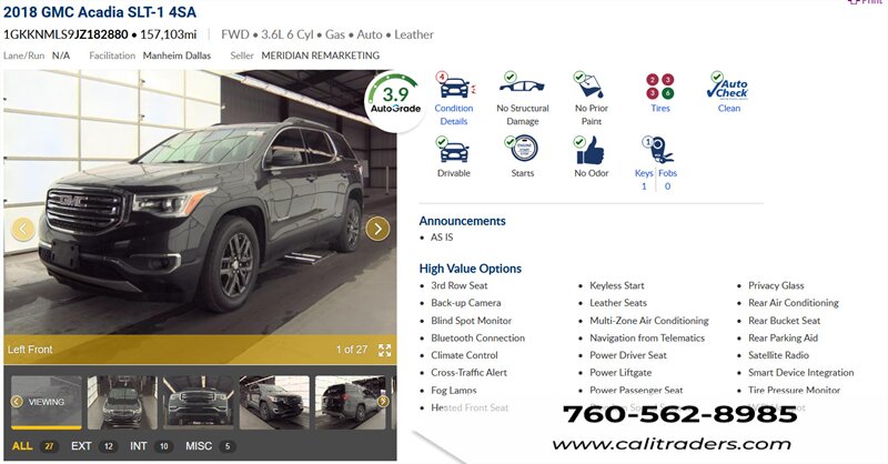 2018 GMC Acadia SLT-1   - Photo 1 - San Diego, CA 92154