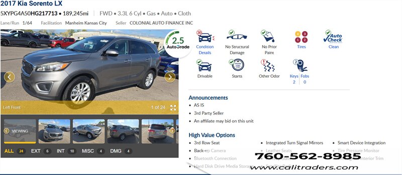 2017 Kia Sorento LX V6   - Photo 1 - San Diego, CA 92154