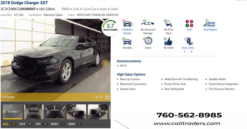 2018 Dodge Charger SXT   - Photo 1 - San Diego, CA 92154