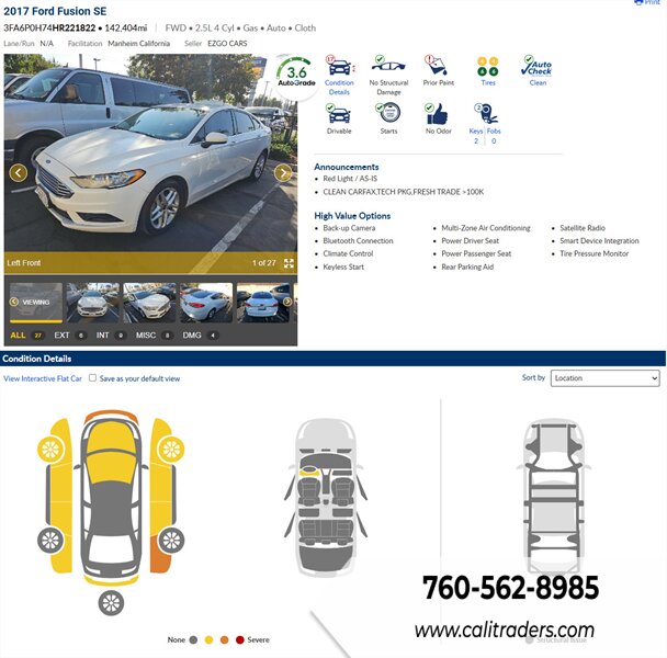 2017 Ford Fusion SE   - Photo 1 - San Diego, CA 92154