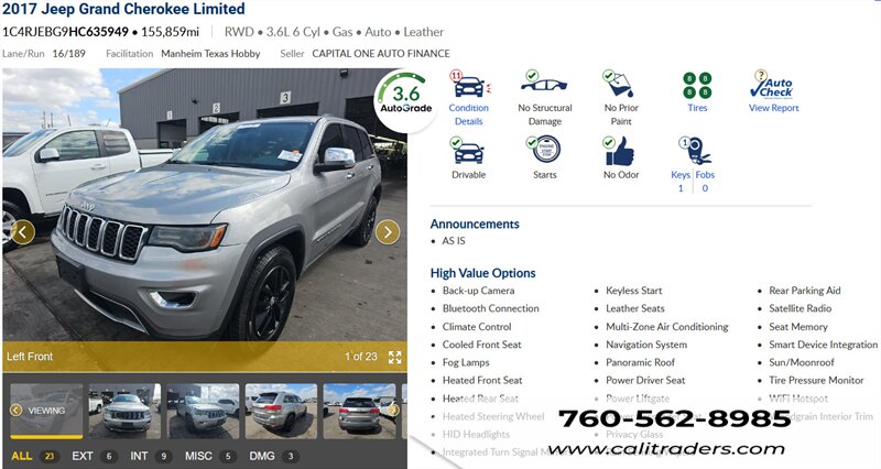 2017 Jeep Grand Cherokee Limited   - Photo 1 - San Diego, CA 92154