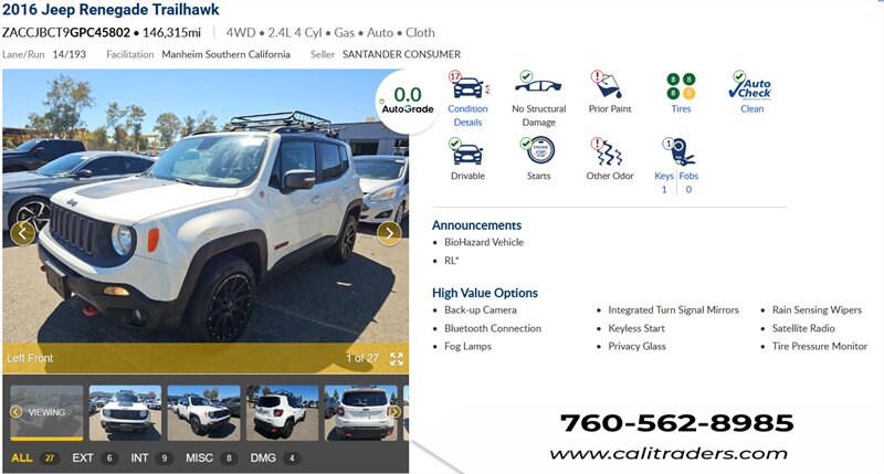 2016 Jeep Renegade Trailhawk   - Photo 1 - San Diego, CA 92154