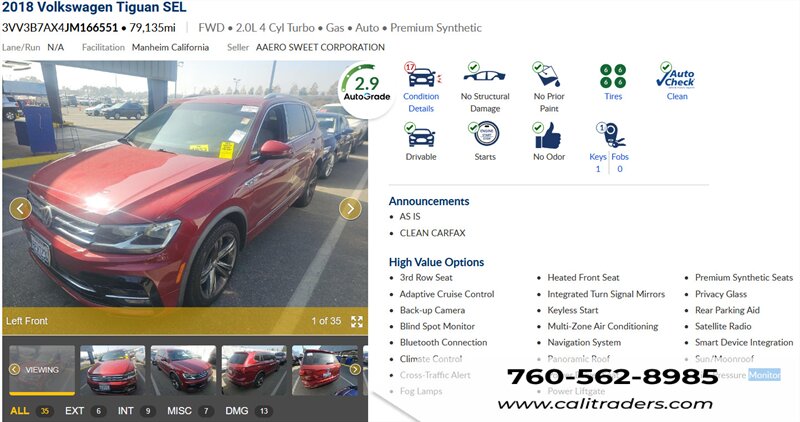 2018 Volkswagen Tiguan 2.0T SEL   - Photo 1 - San Diego, CA 92154