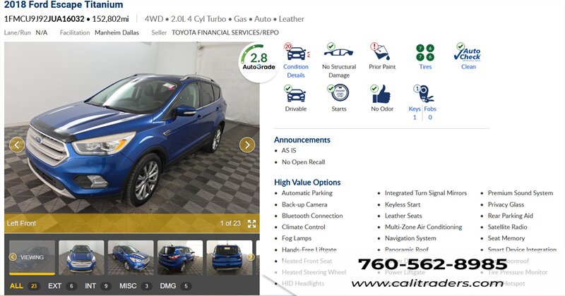 2018 Ford Escape Titanium   - Photo 1 - San Diego, CA 92154