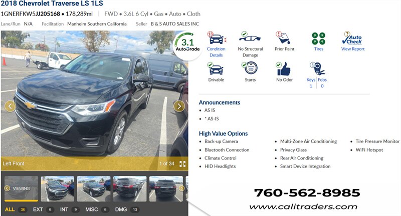 2018 Chevrolet Traverse LS   - Photo 1 - San Diego, CA 92154