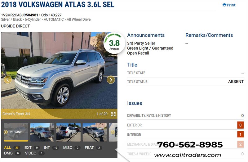 2018 Volkswagen Atlas V6 SEL 4Motion   - Photo 1 - San Diego, CA 92154