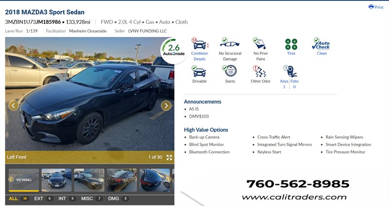 2018 Mazda Mazda3 Sport   - Photo 1 - San Diego, CA 92154