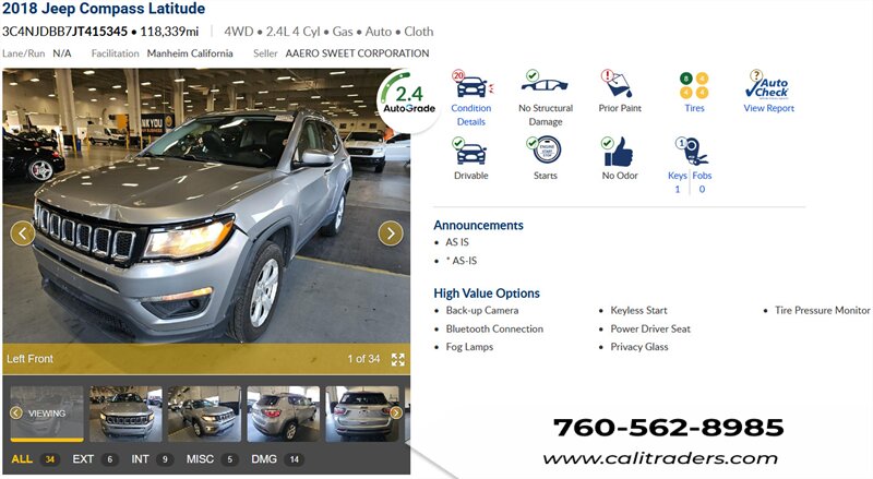 2018 Jeep Compass Latitude   - Photo 1 - San Diego, CA 92154